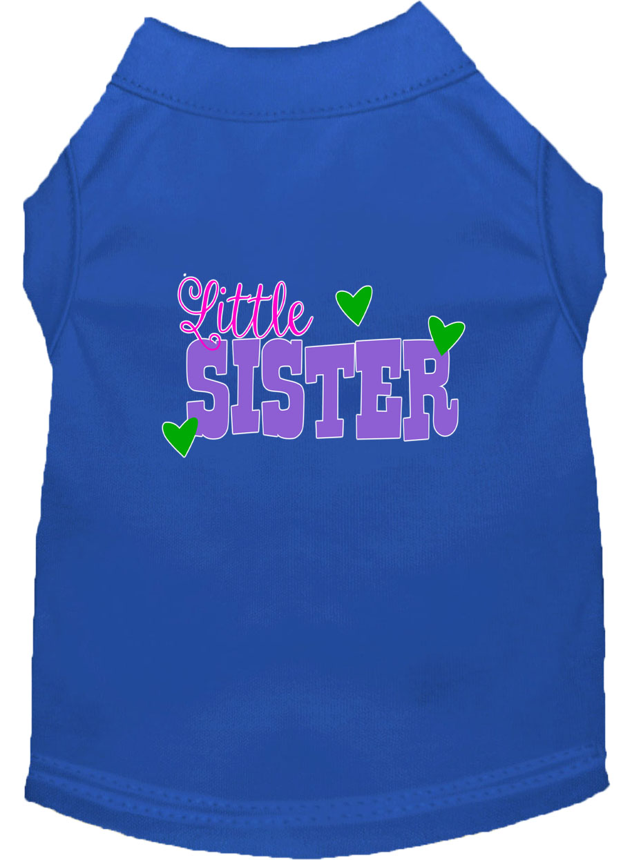Little Sister Screen Print Dog Shirt Blue Lg